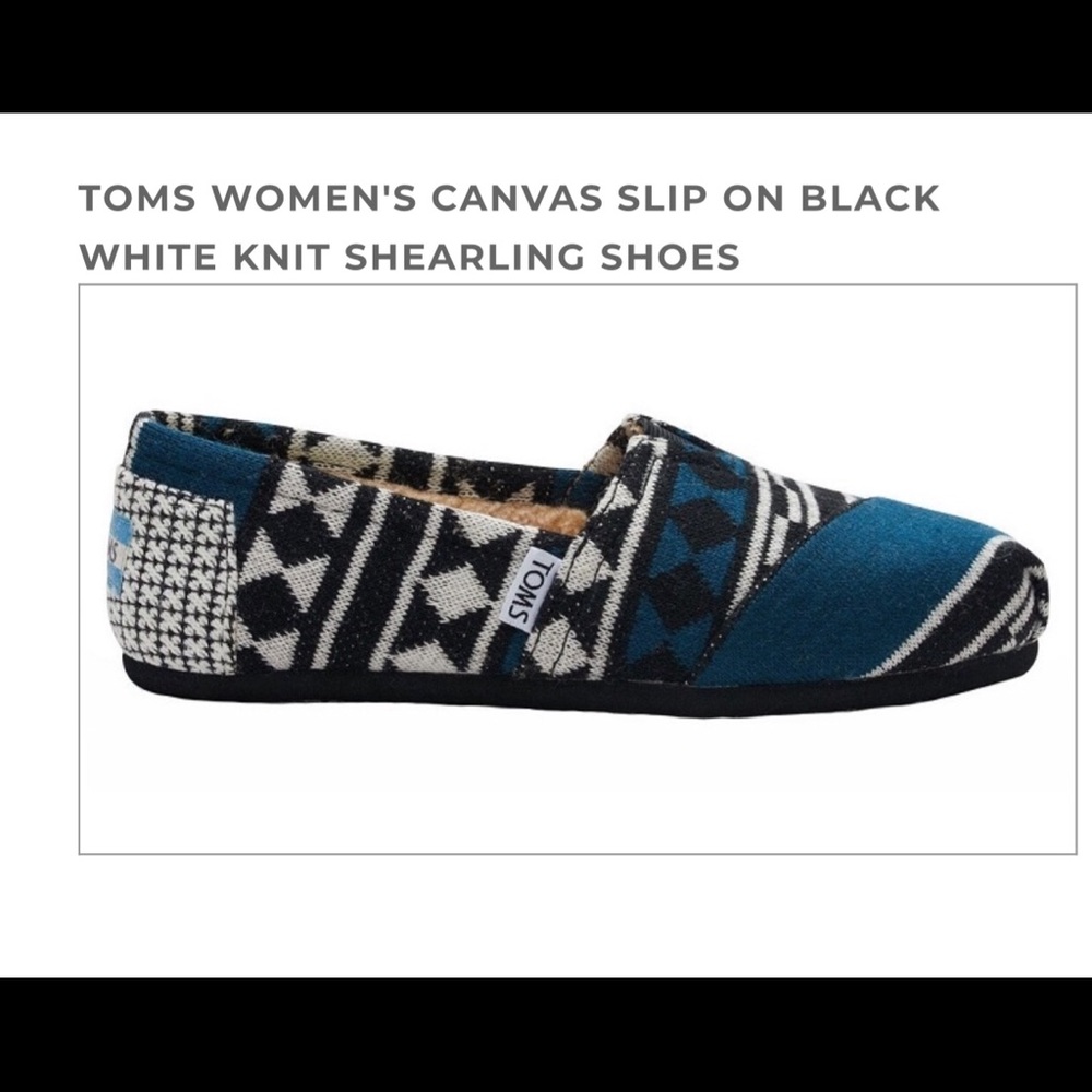Toms Women’s Canvas Black White Knit Slip ons